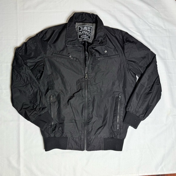 Men’s Bomber Jacket Buffalo By David Bitton Black Outerwear Medium - Picture 1 of 9